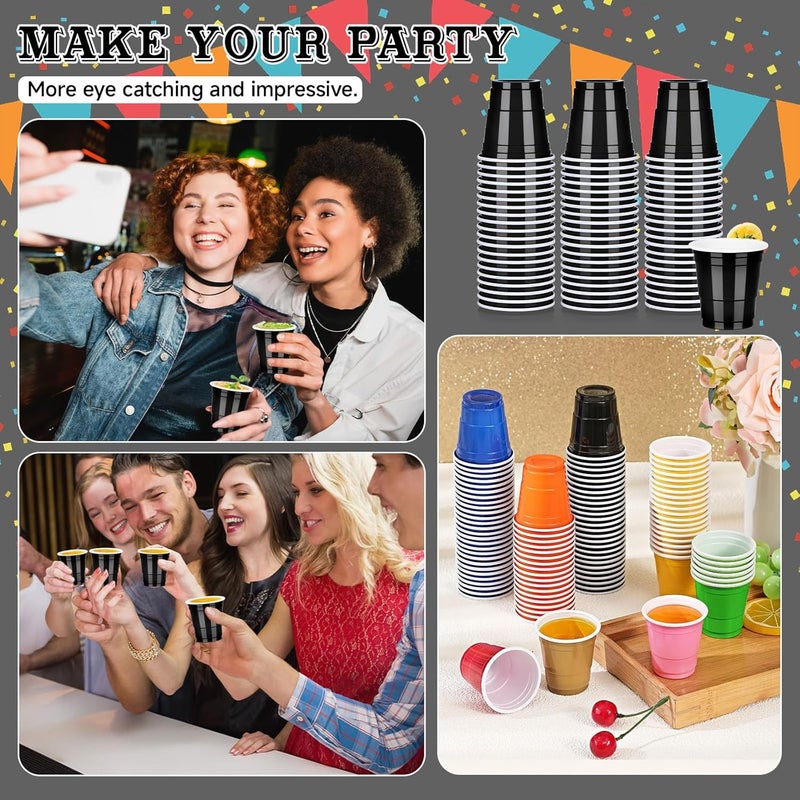 Pineburg 100Pack 2oz Disposable Shot Glasses, Black Plastic Shot Glasses, Mini Disposable Cups for Parties Valentine‘s day Carnival Weddings Graduation Party Games & Events Supplies(Black) - Image 5